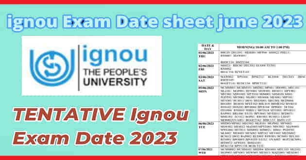 Ignou Exam Date sheet for june 2023