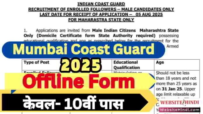 mumbai-coast-guard-sweeper-recruitment-2025