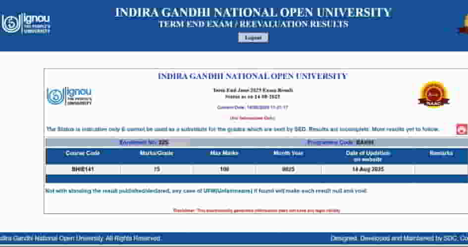 ignou-june-exam-result